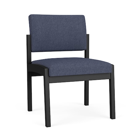 Lesro Lenox Steel Armless Guest Chair, Denim (Blue) Seat, Denim Back, 22.5 W 24.5 L 32 H, No Arms LS1102